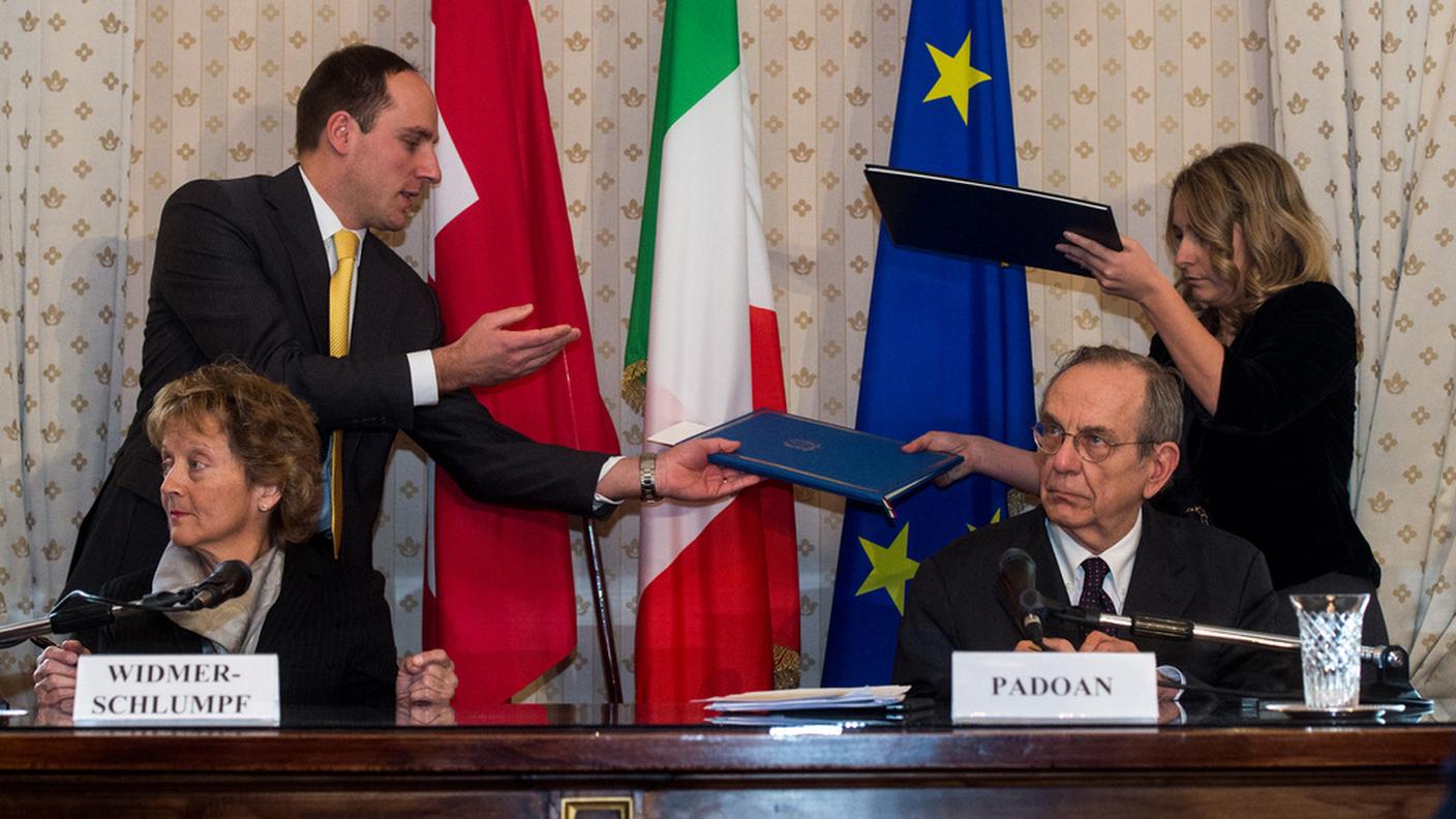 23 febbraio 2015: dopo tre anni di trattative viene firmato il nuovo protocollo sulla doppia imposizione tra Svizzera e Italia. La sua ratifica è però stata vincolata da Roma a una soluzione accettabile per l'UE sull'applicazione dell'iniziativa contro l'immigrazione di massa