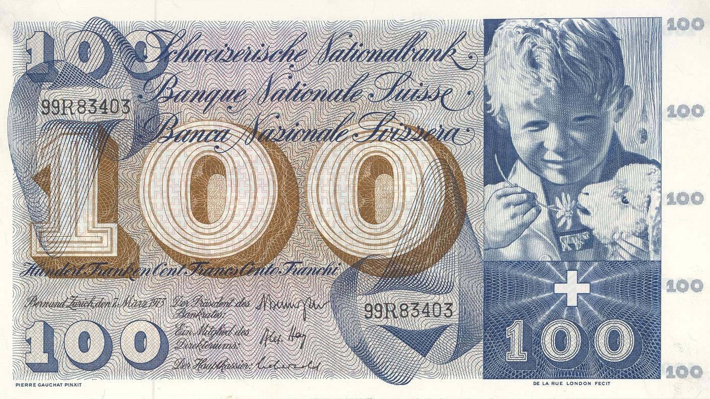 Un fanciullo e un agnellino sui biglietti da 100 franchi