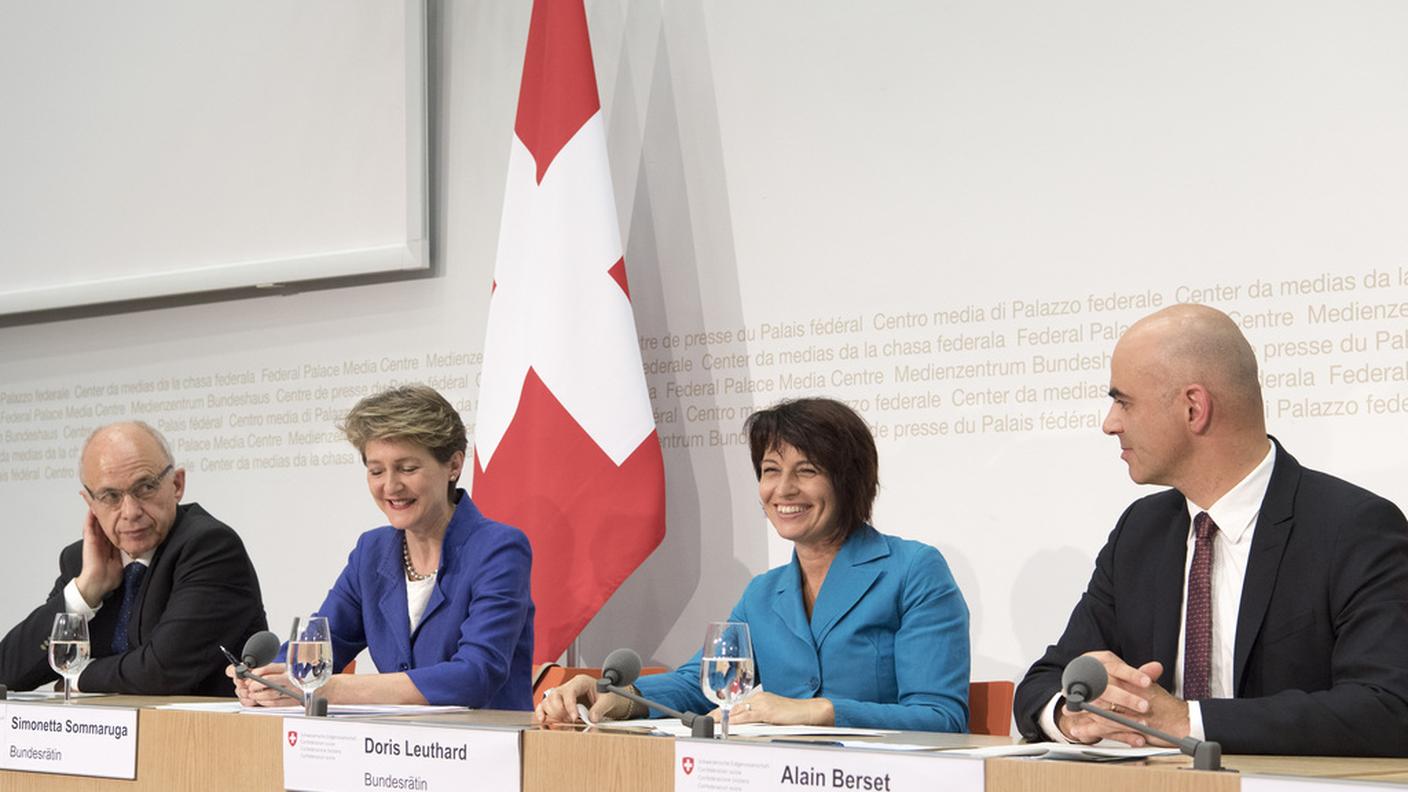 Da sinistra: Ueli Maurer, Simonetta Sommaruga, Doris Leuthard, Alain Berset 