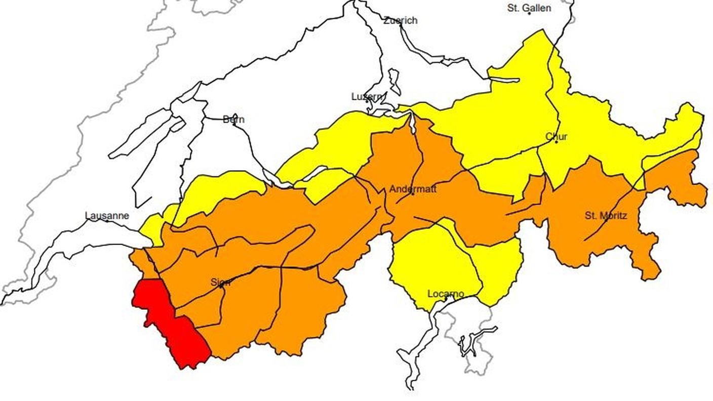 Pericolo da moderato (giallo) a forte (rosso)