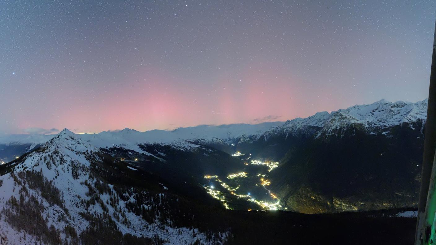 L'aurora boreale vista dal Pizzo Matro 