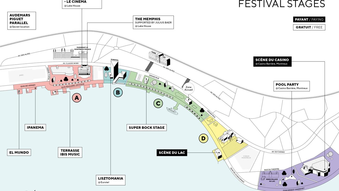 La cartina dei diversi luoghi del Festival nella prossima edizione 2024