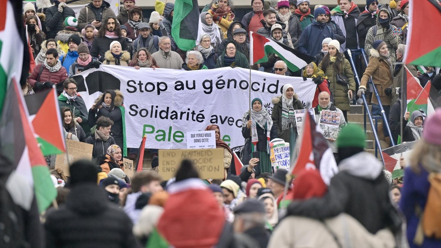 Gli organizzatori della manifestazione parlano di "genocidio in corso a Gaza"
