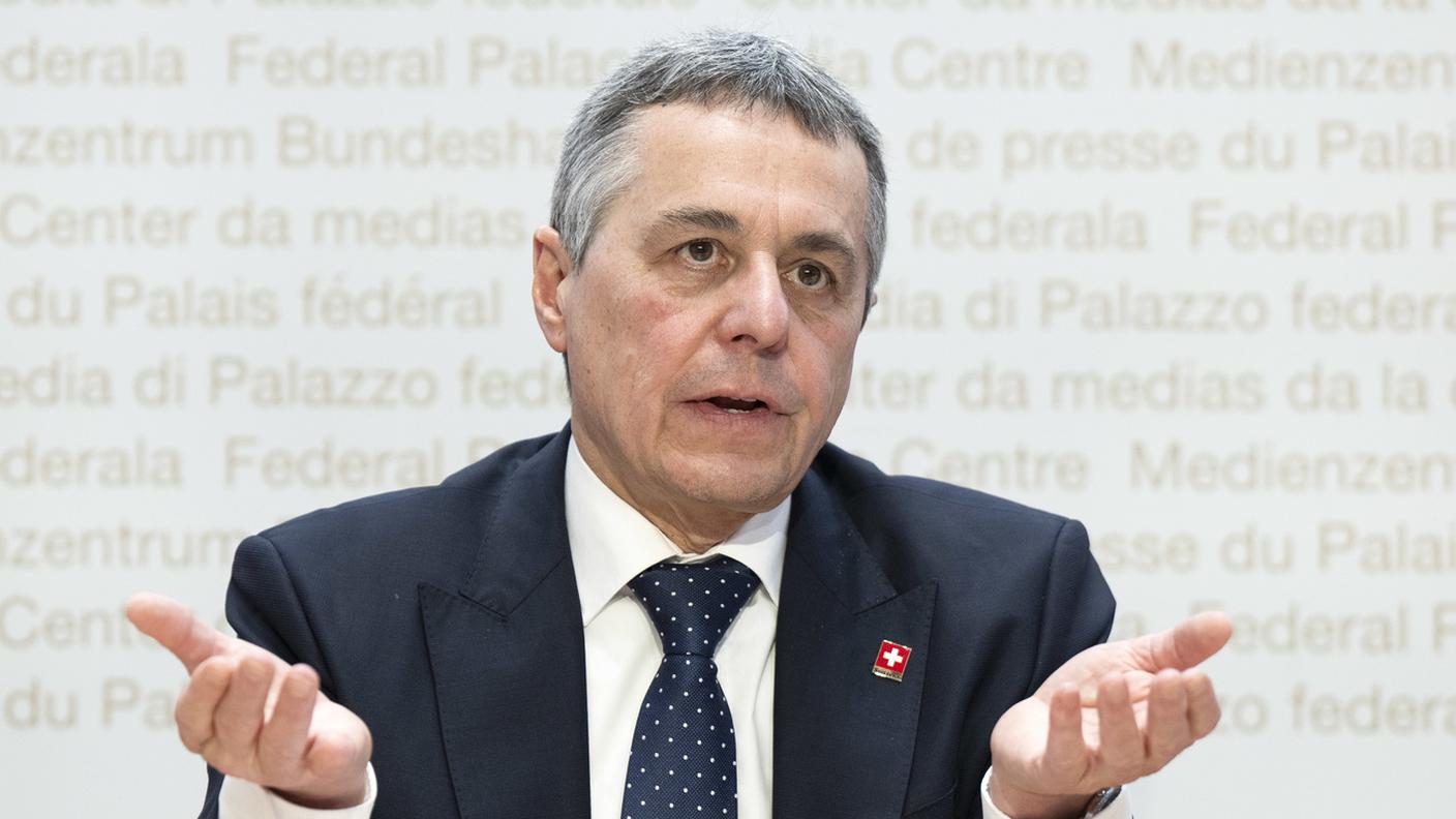 Ignazio Cassis durante la conferenza stampa odierna