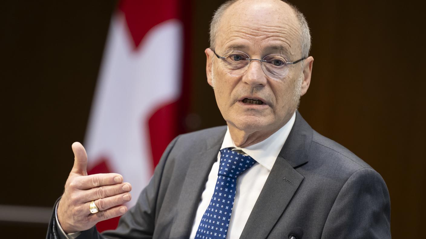 Stefan Blättler, procuratore generale della Confederazione, qui ripreso durante la presentazione di stamani a Berna del rapporto d'attività 2023