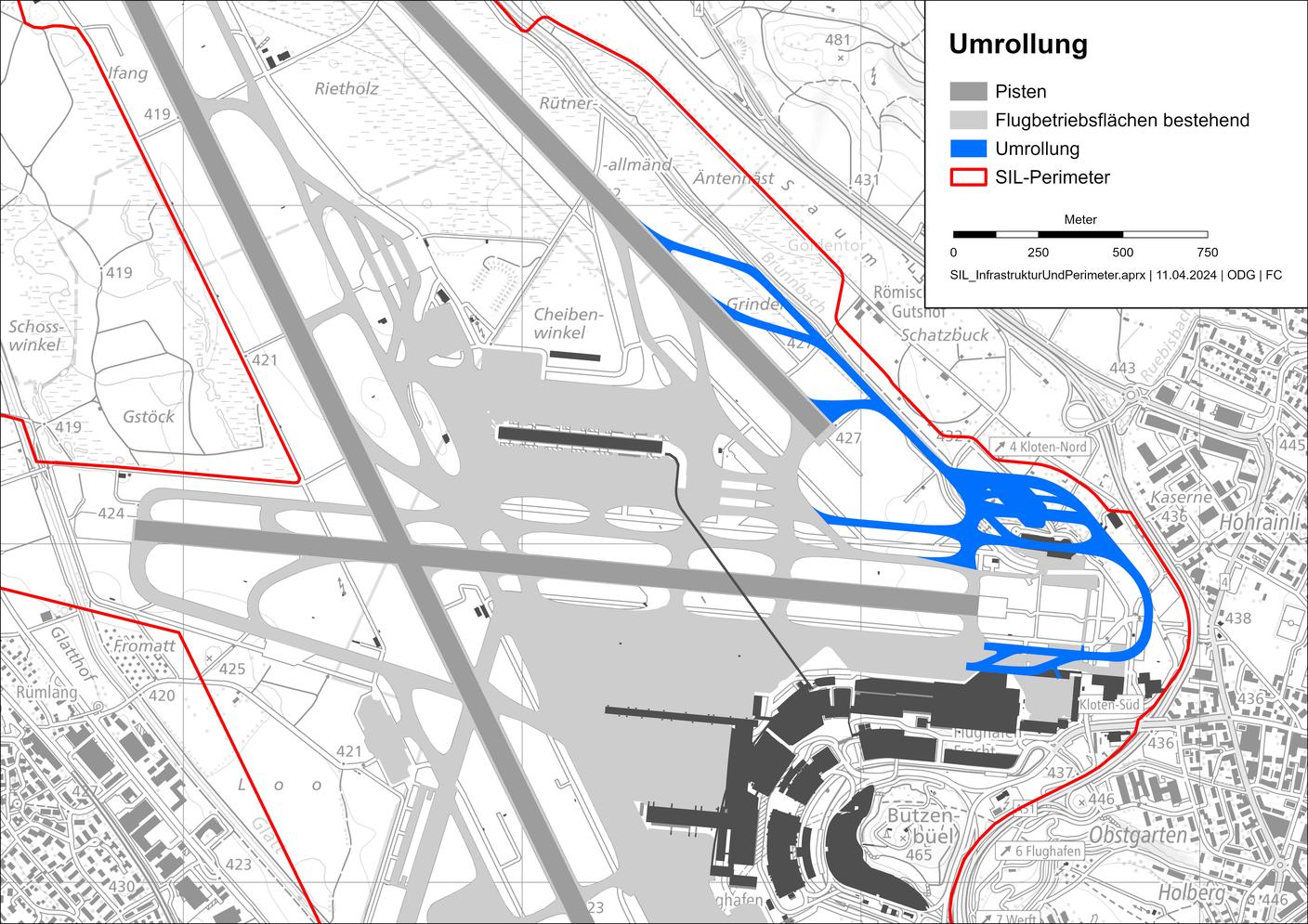 Il progetto per le nuove vie di rullaggio all'aeroporto di Zurigo