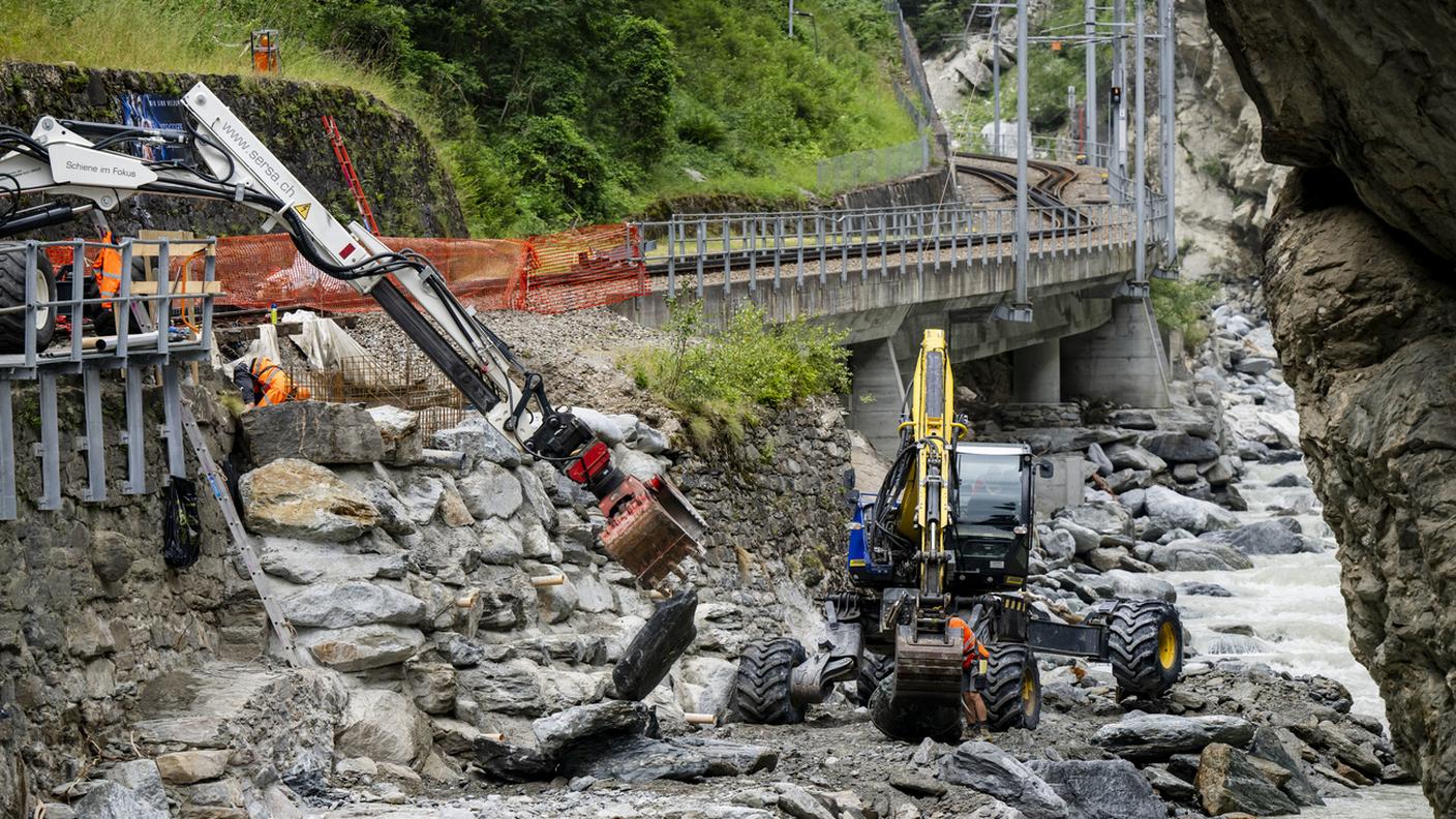 I lavori delle scorse settimane lungo la linea in alto Vallese
