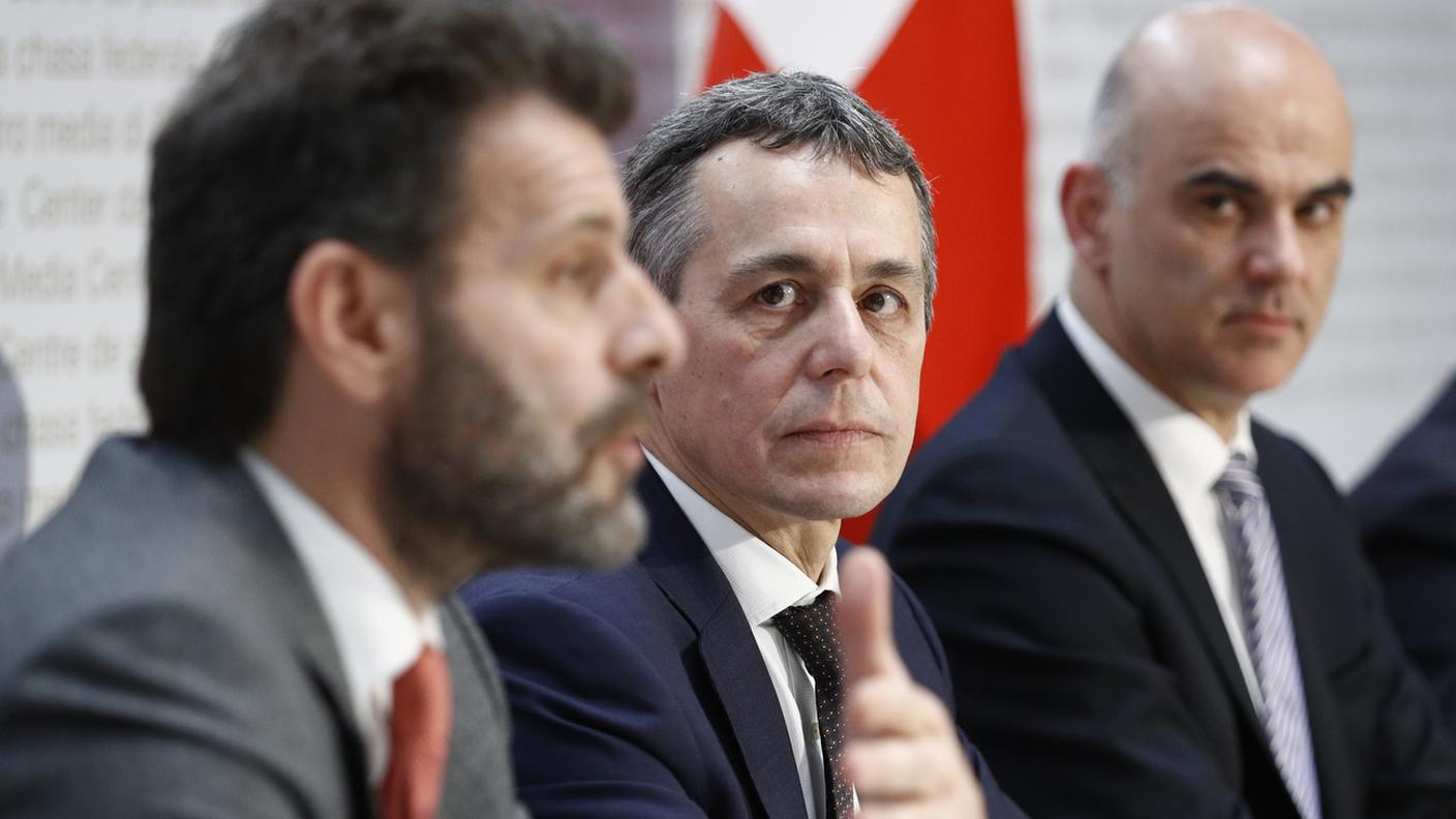 Il caponegoziatore Roberto Balzaretti, Ignazio Cassis e Alain Berset