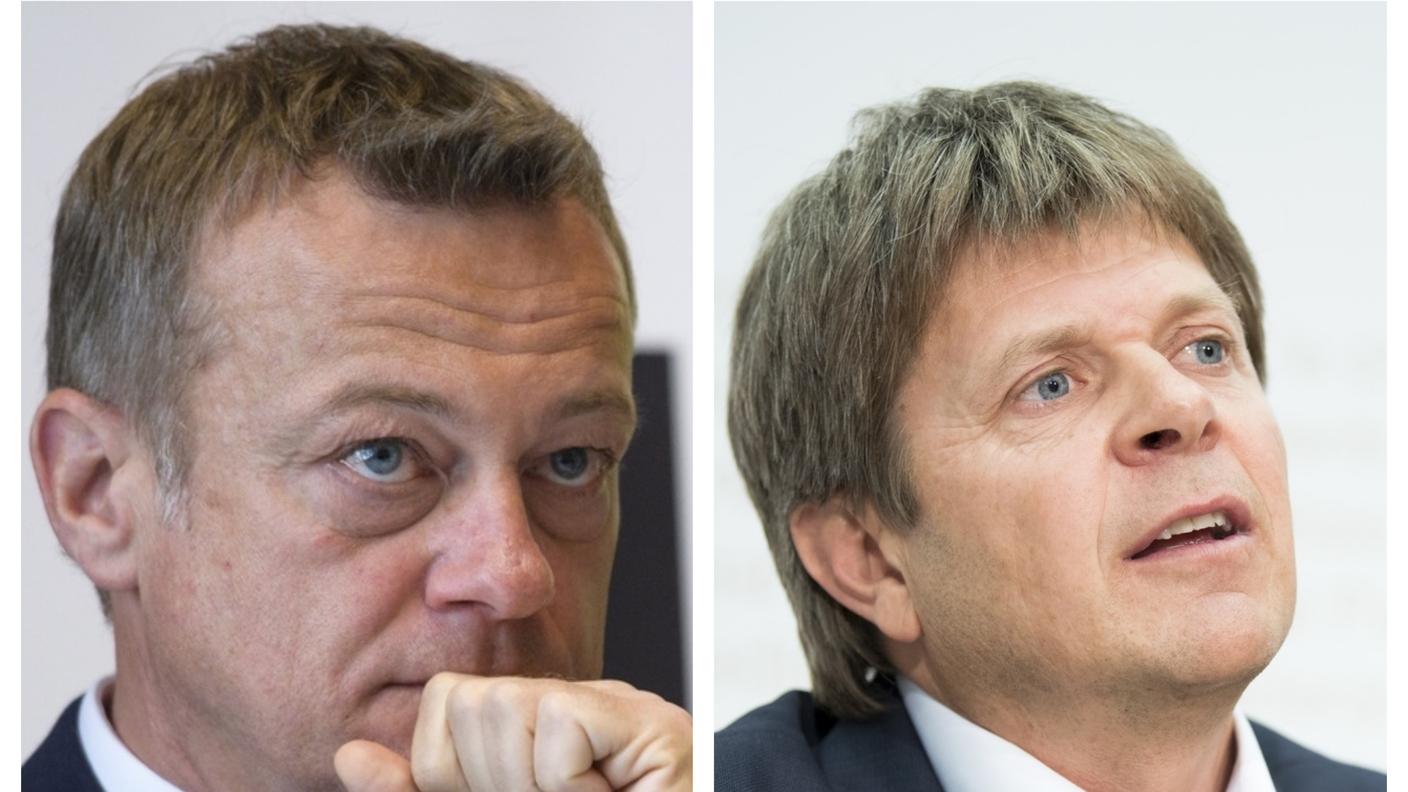Da sinistra a destra, i presidenti del PBD e dei Verdi liberali: Martin Landolt e Jürg Grossen