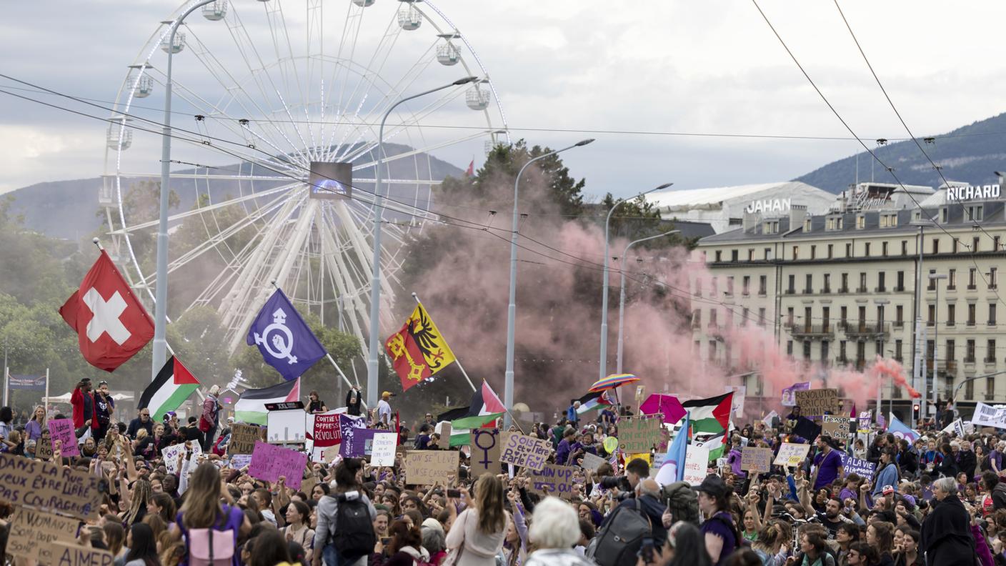 La manifestazione femminista a Ginevra del 14 giugno 2024