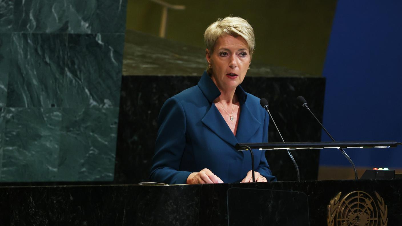 La presidente della Confederazione durante il suo discorso alle Nazioni Unite