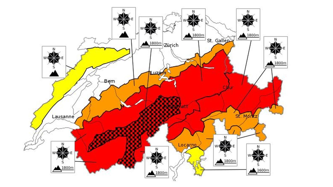 Il bollettino valanghe di giovedì sera dell’Istituto federale di ricerca per la foresta, la neve e il paesaggio