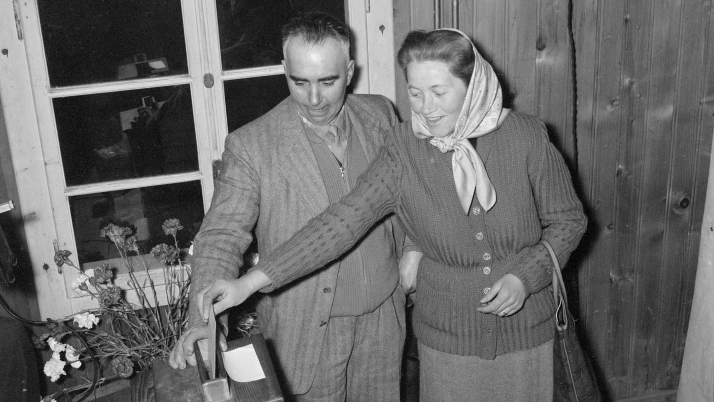 Una delle 33 donne che nel 1957 votarono a Unterbäch