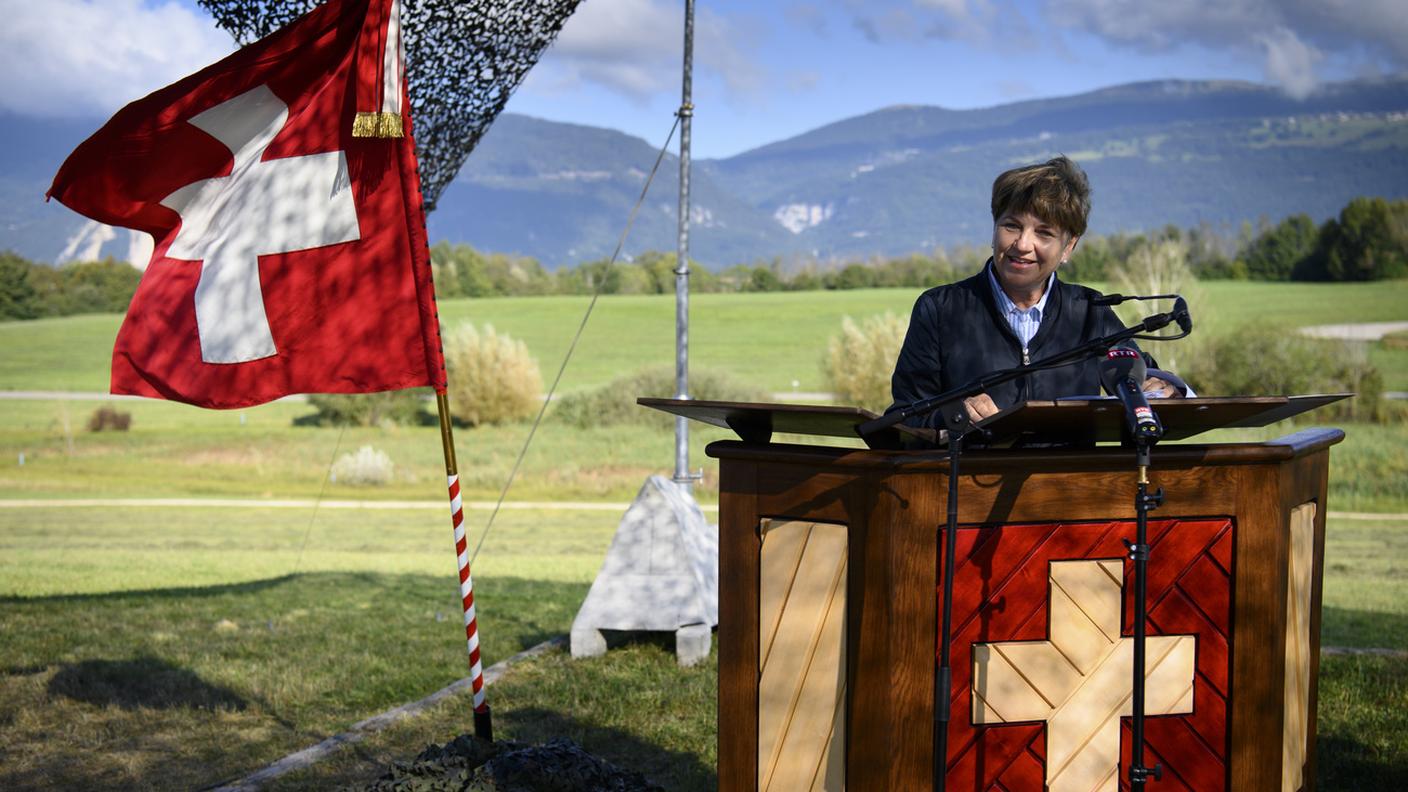 Viola Amherd durante l'odierna conferenza stampa