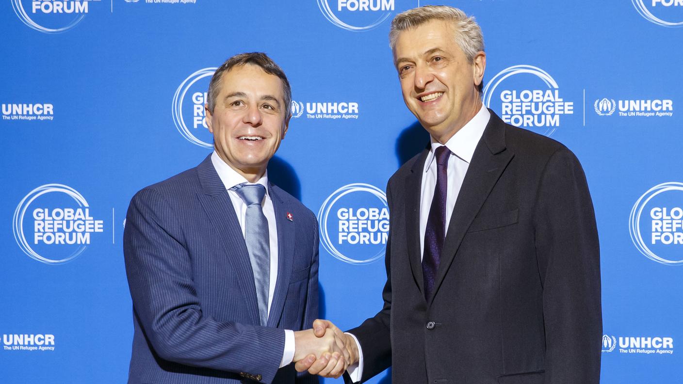 Il consigliere federale Ignazio Cassis e l'alto commissario ONU per i rifugiati, Filippo Grandi