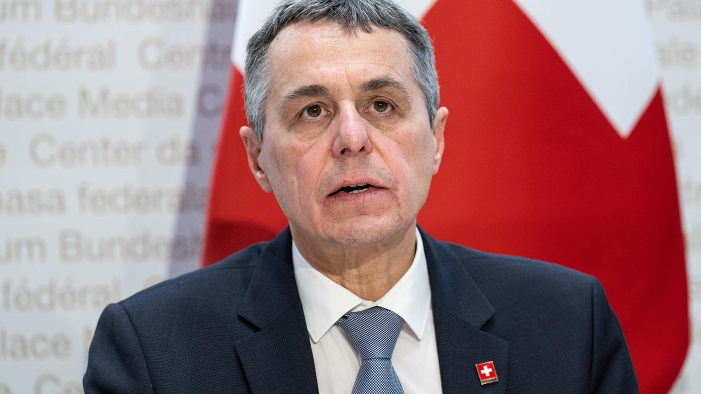 Il presidente della Confederazione durante la Conferenza stampa di lunedì.