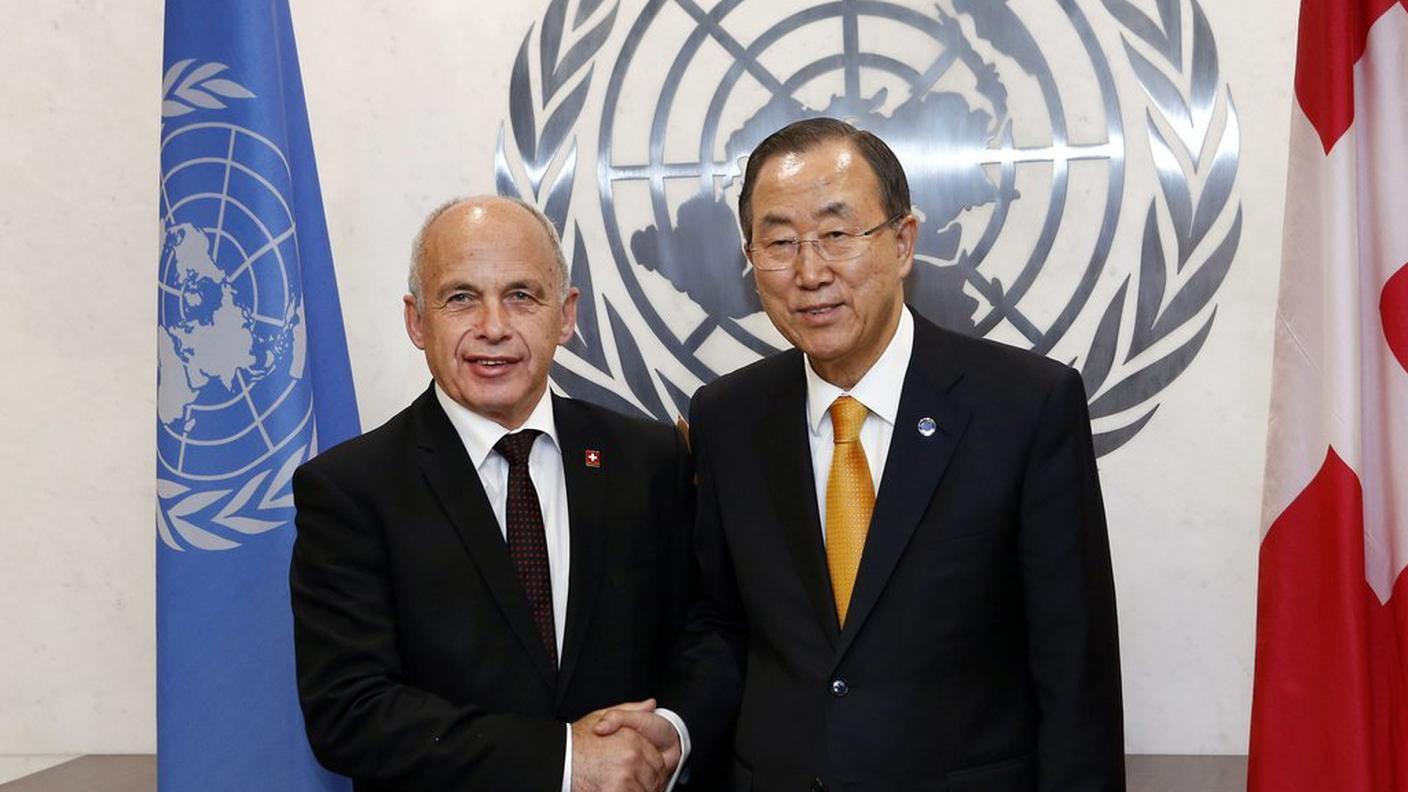Ueli Maurer con il segretario generale delle Nazioni Unite Ban Ki-moon