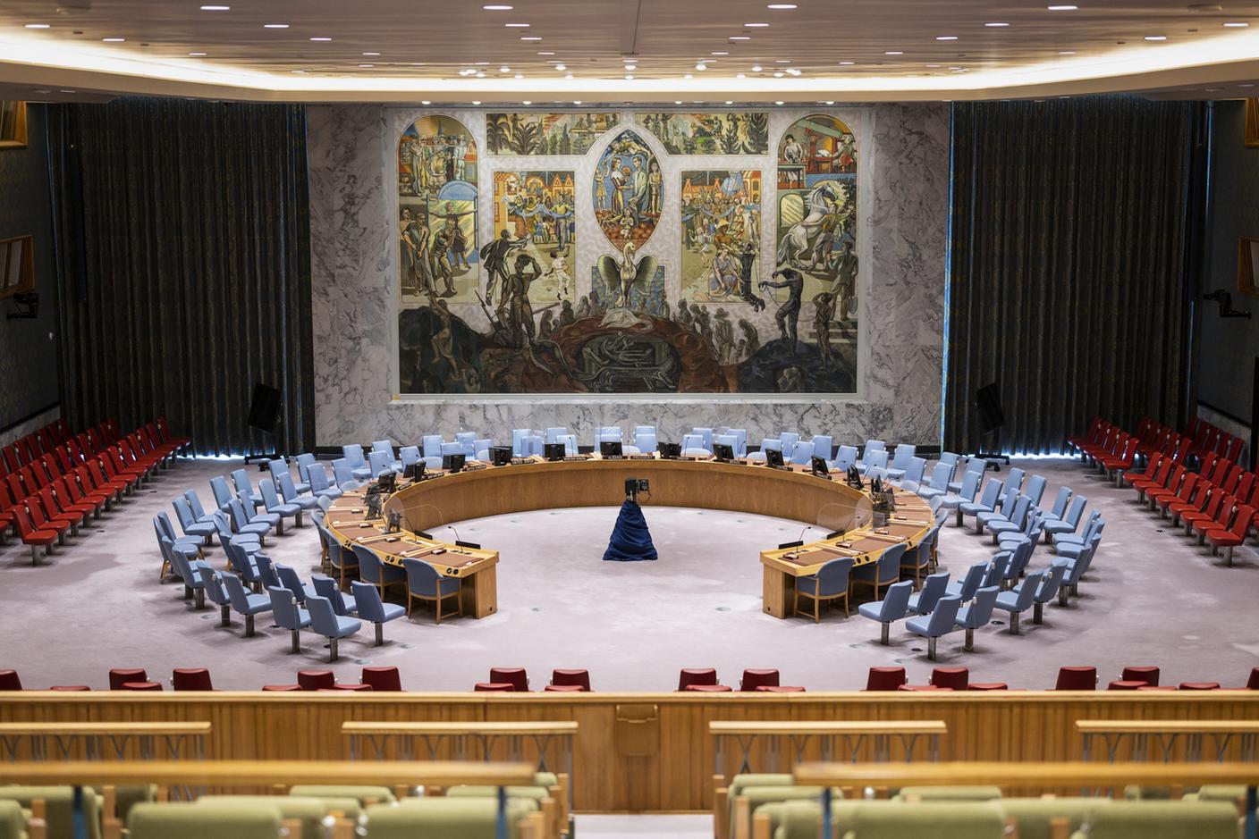 La sala che ospita le riunioni del Consiglio di sicurezza delle Nazioni Unite