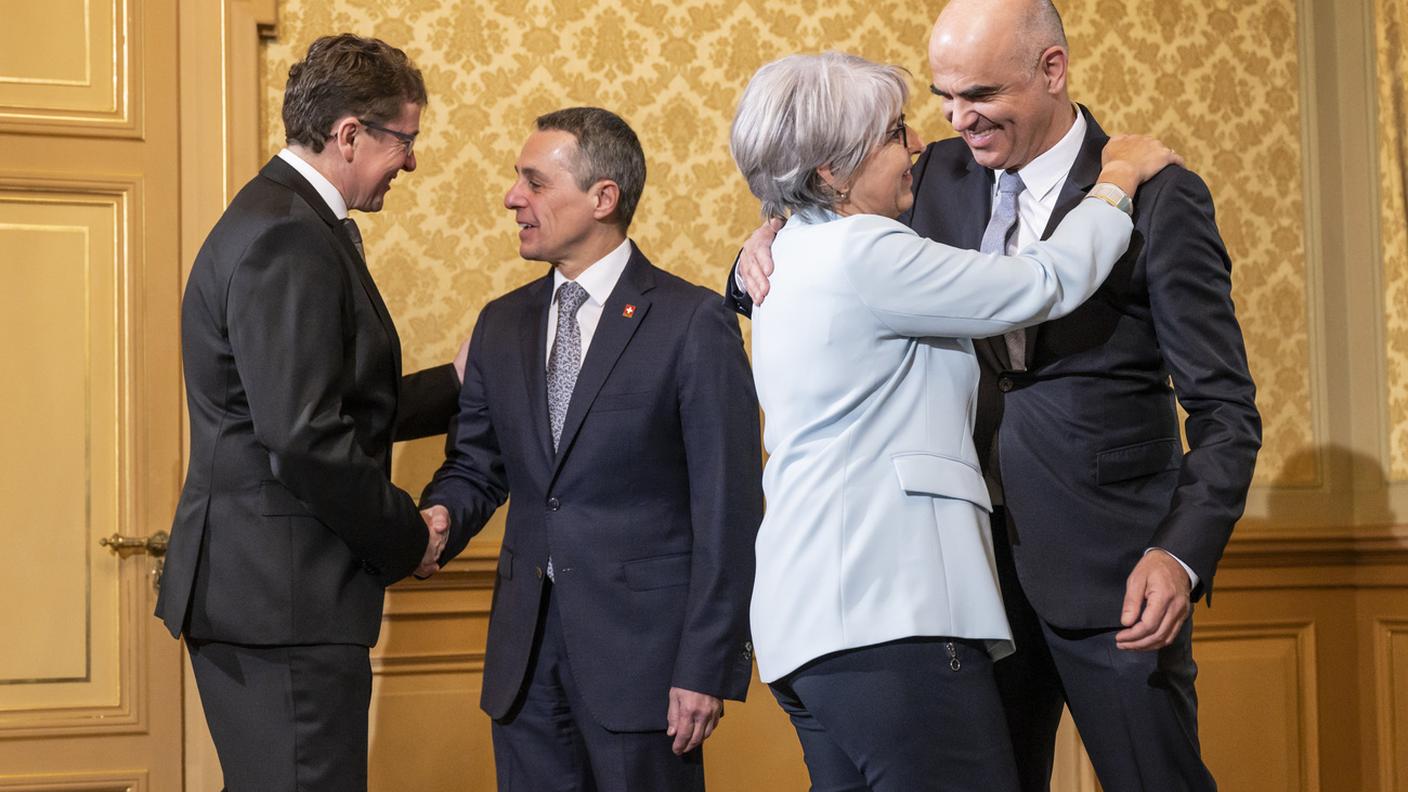 Da sinistra: Rösti, Cassis, Baume-Schneider e Berset.