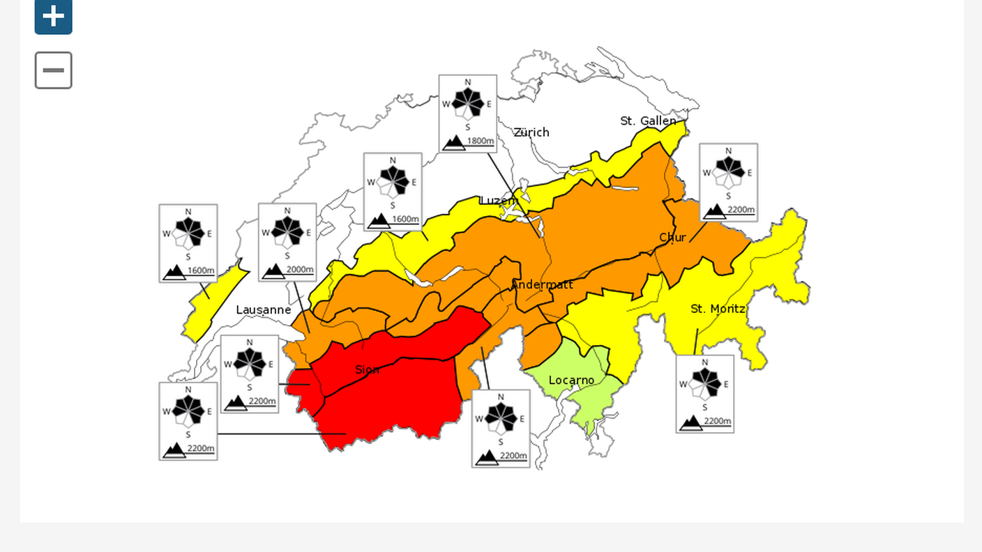 Il bollettino valanghe per la Svizzera nell'ultimo aggiornamento di sabato mattina