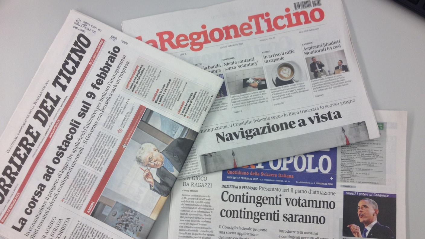Le "prime" dei giornali ticinesi