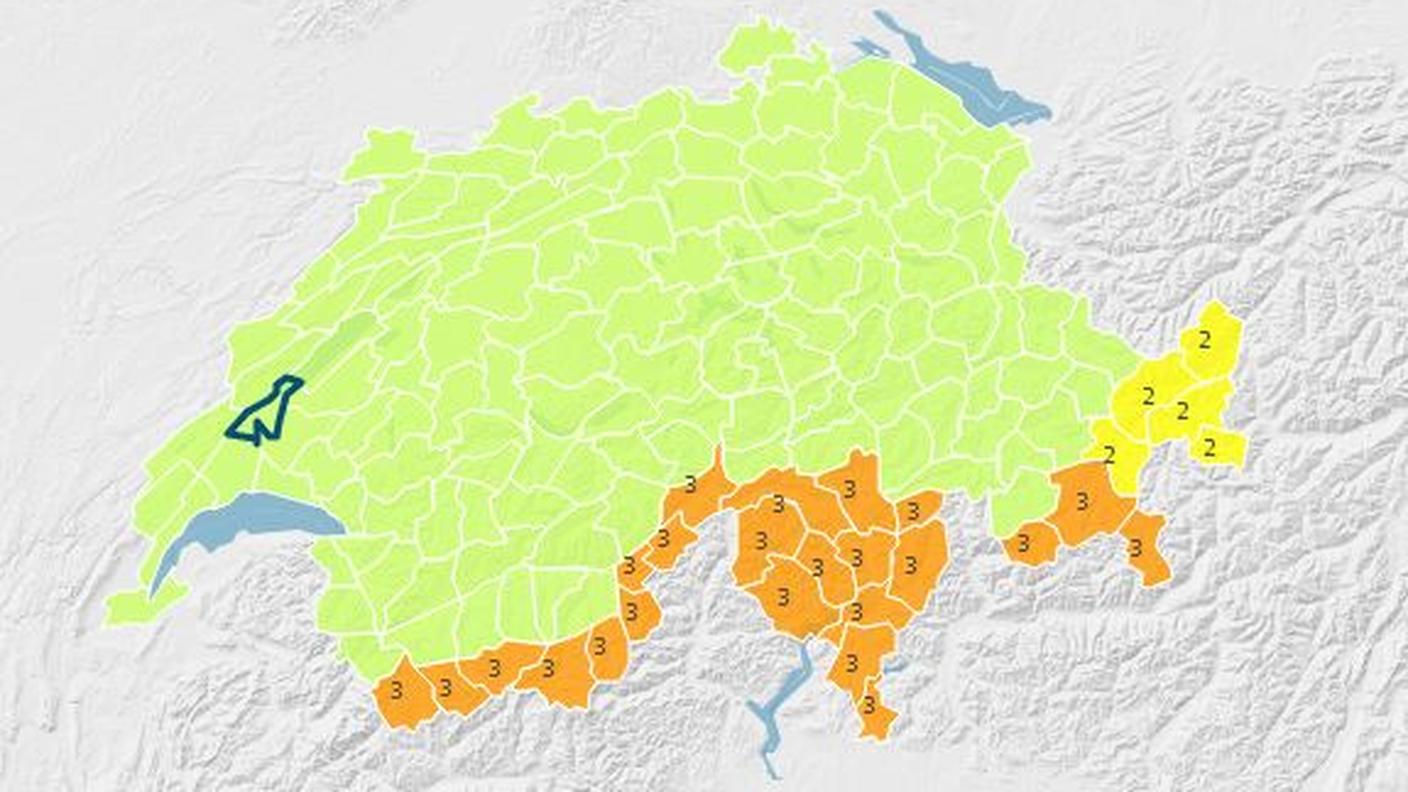 Le regioni interessate dal pericolo di grado 3