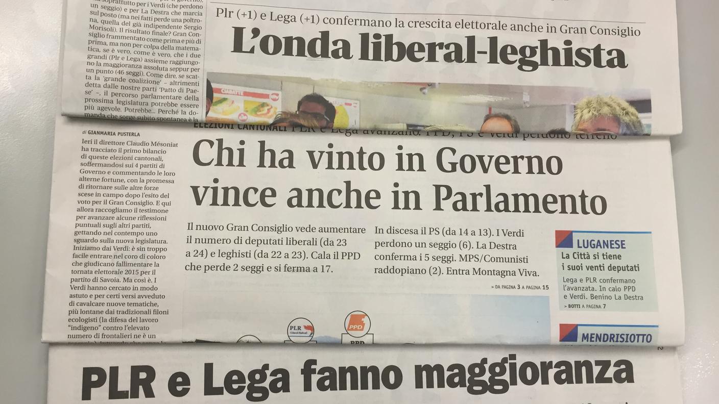 Le aperture dei principali quotidiani ticinesi