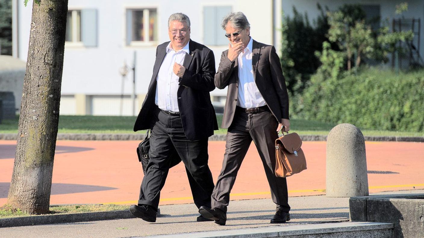 Il Consigliere agli Stati Filippo Lombardi (a sinistra) con il politologo Oscar Mazzoleni