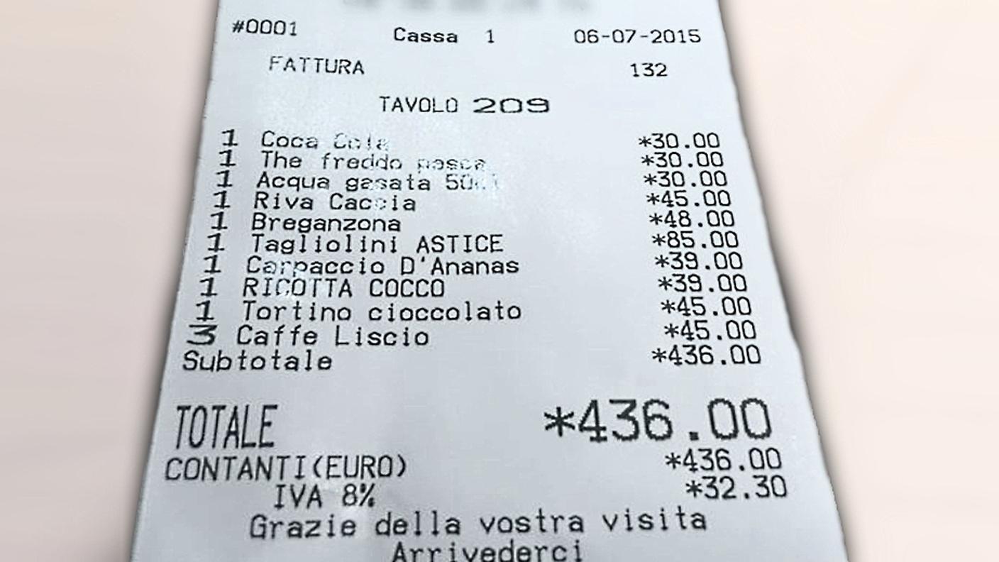 Lo scontrino pazzo del ritrovo luganese