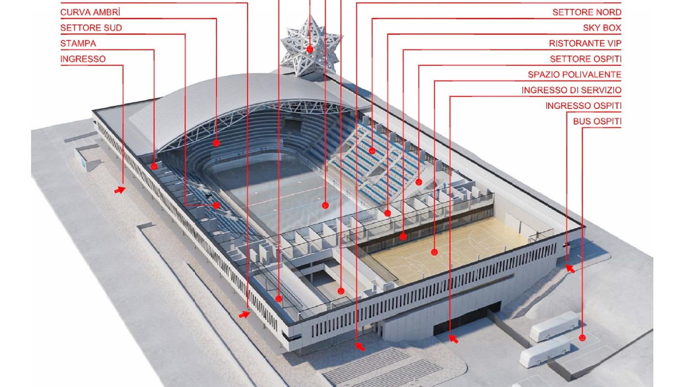 Il rendering del nuovo stadio