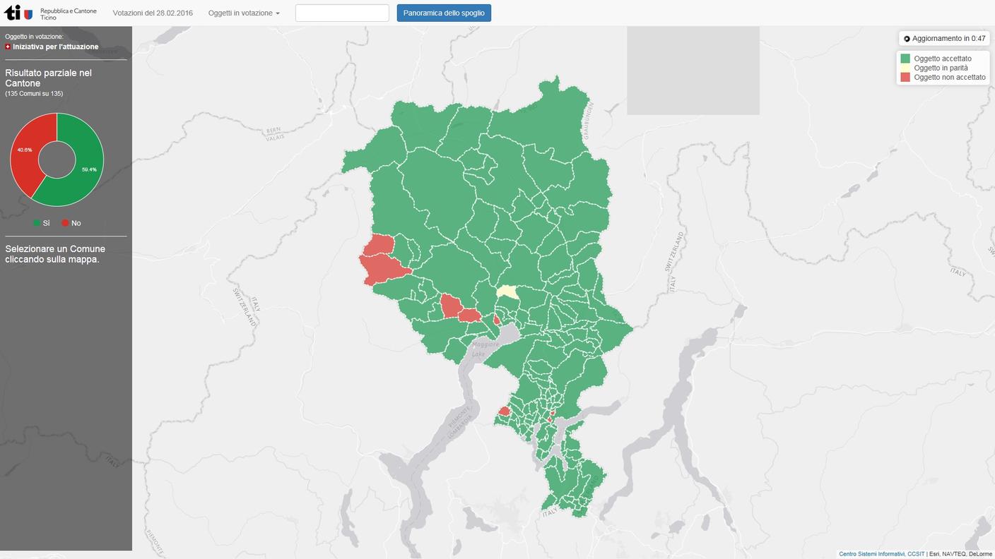 INIZIATIVA PER L'ATTUAZIONE, i risultati a livello comunale in Ticino