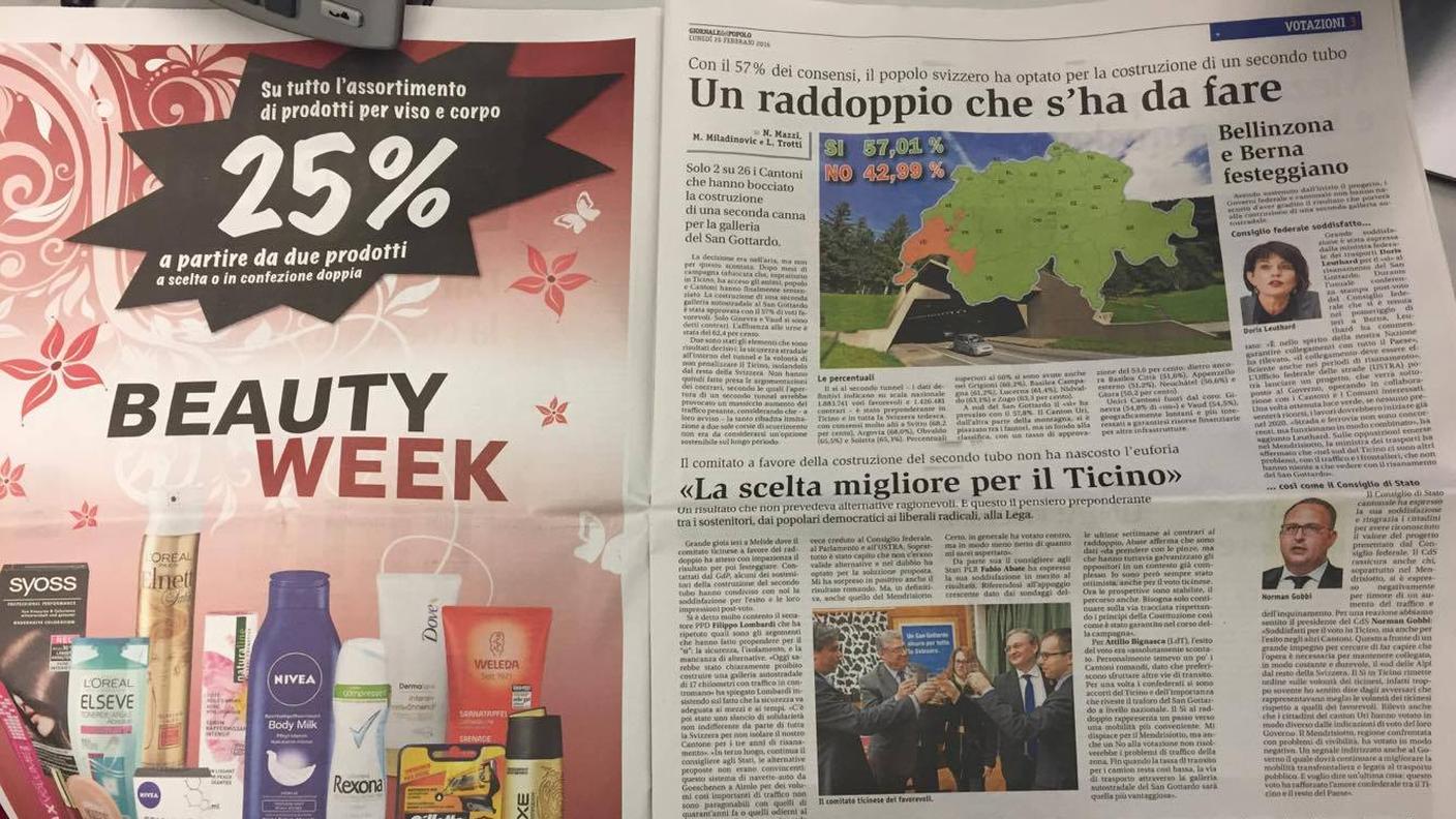 Pagine 2 e 3 del Giornale del Popolo
