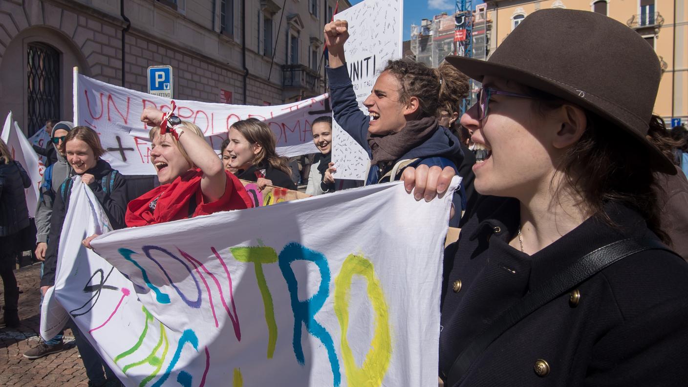 L'arrivo in Piazza della Foca degli studenti