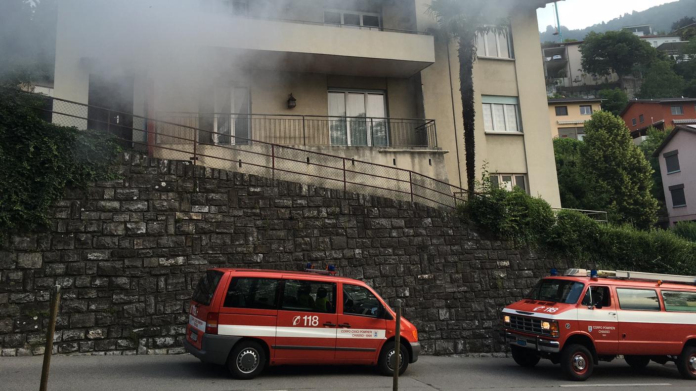 Le fiamme sono divampate in Via Pizzamiglio a Vacallo