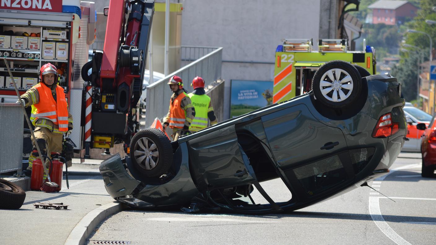 Un'immagine dell'incidente avvenuto a Sementina