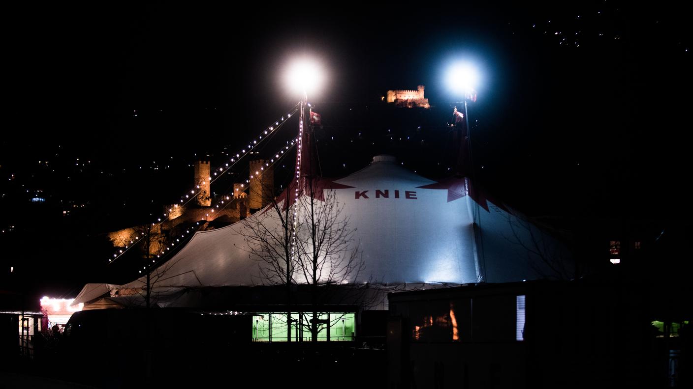 Il tendone del circo, durante una recente esibizione a Bellinzona
