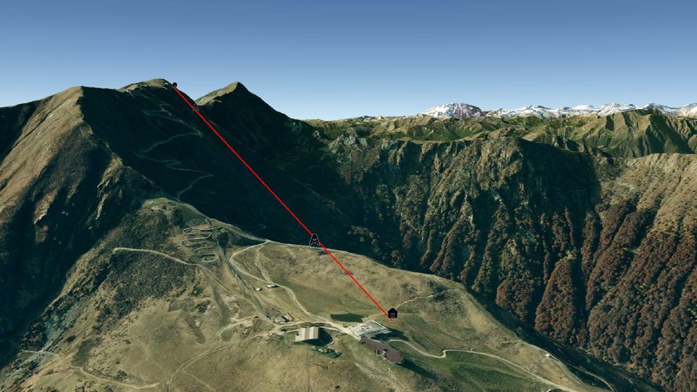Un rendering della funivia prevista tra Alpe Foppa e Möt Tund