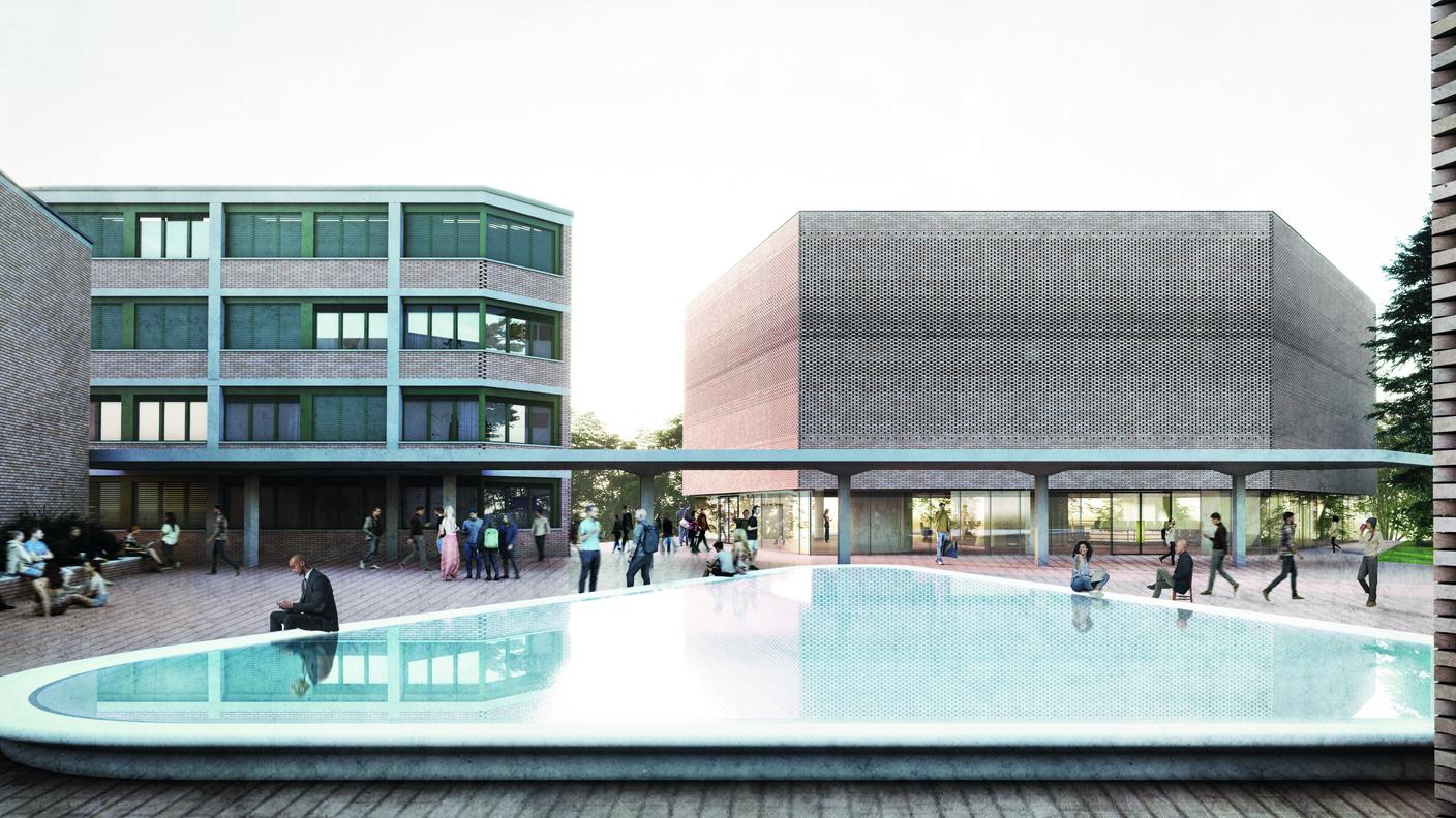 Una veduta della futura Città della Musica a Besso con la sua piazza