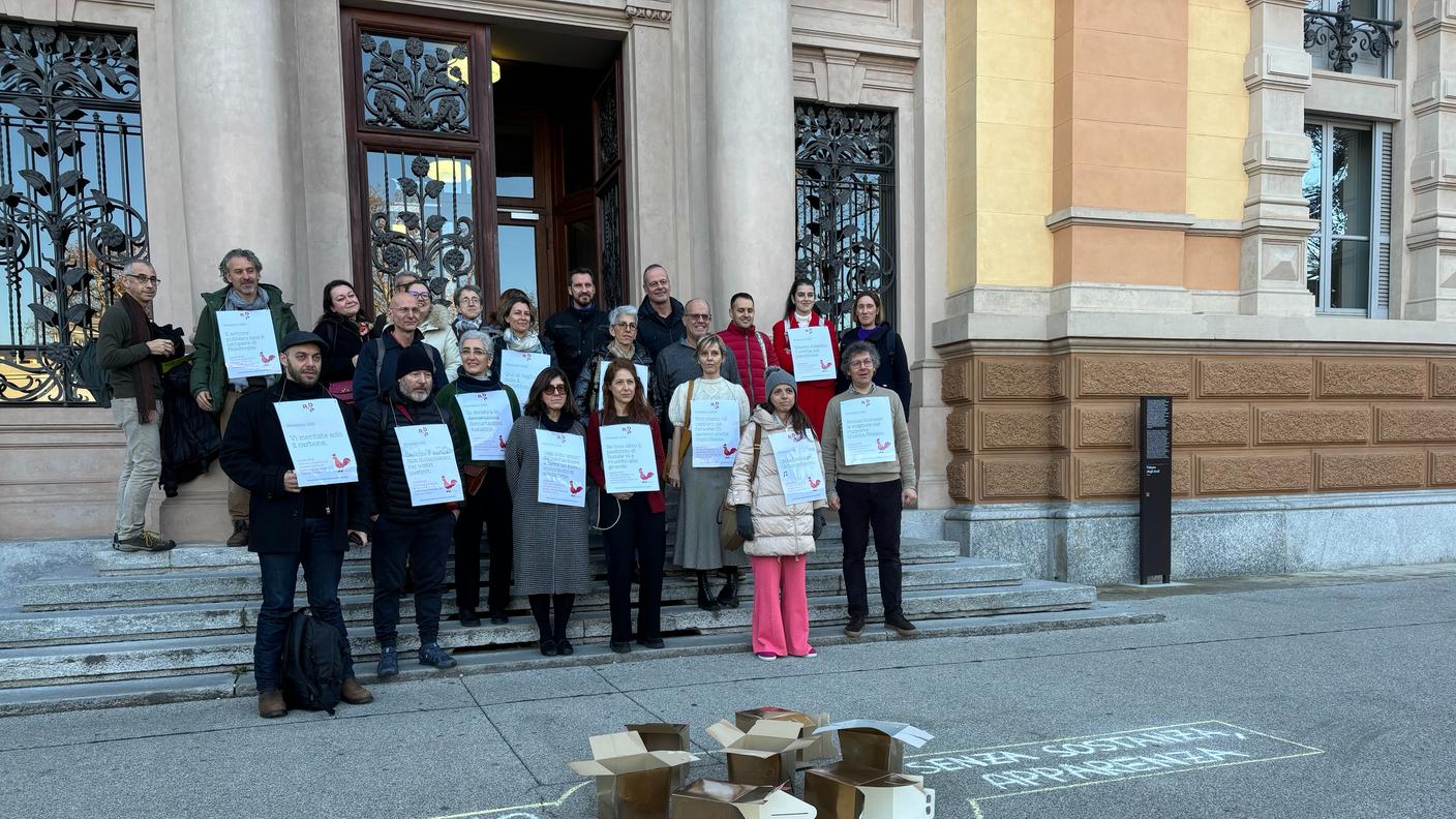 La protesta contro i tagli al Liceo Lugano 1