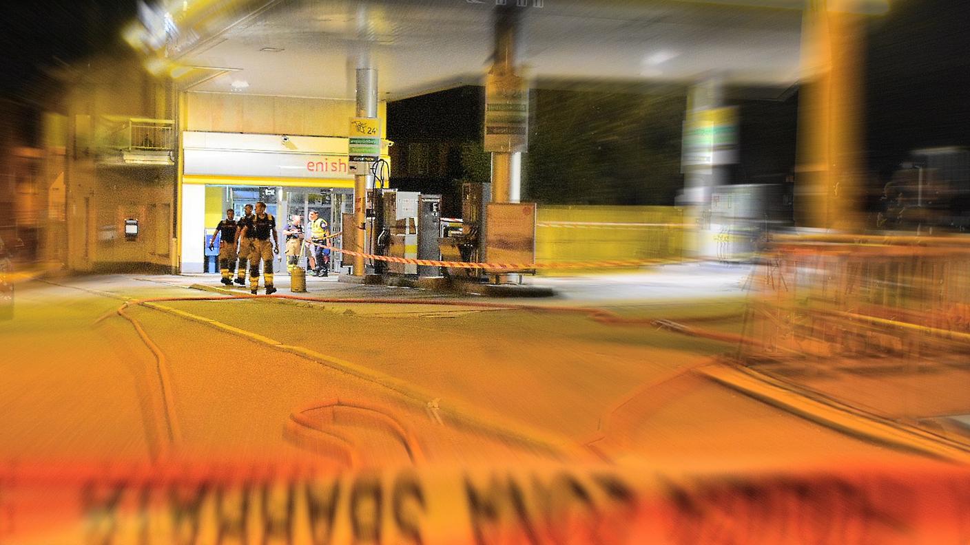 La stazione di servizio presa di mira