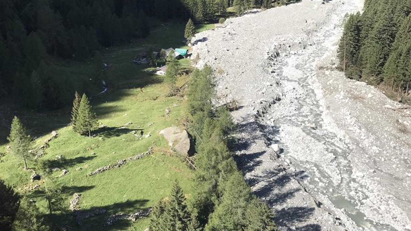 Il materiale accumulatosi in Val Bondasca