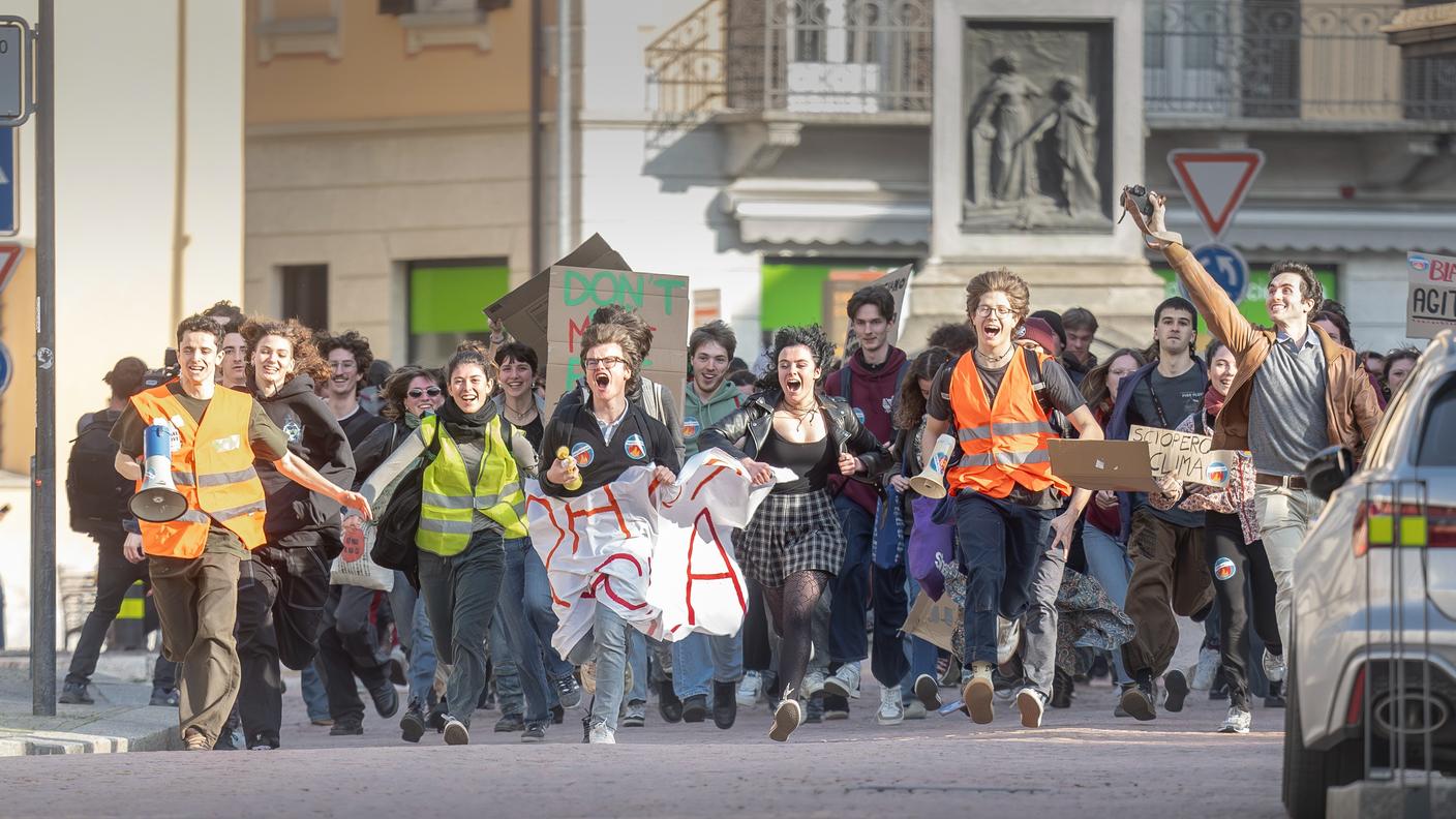 Una manifestazione al grido di "andateci voi a scuola!"