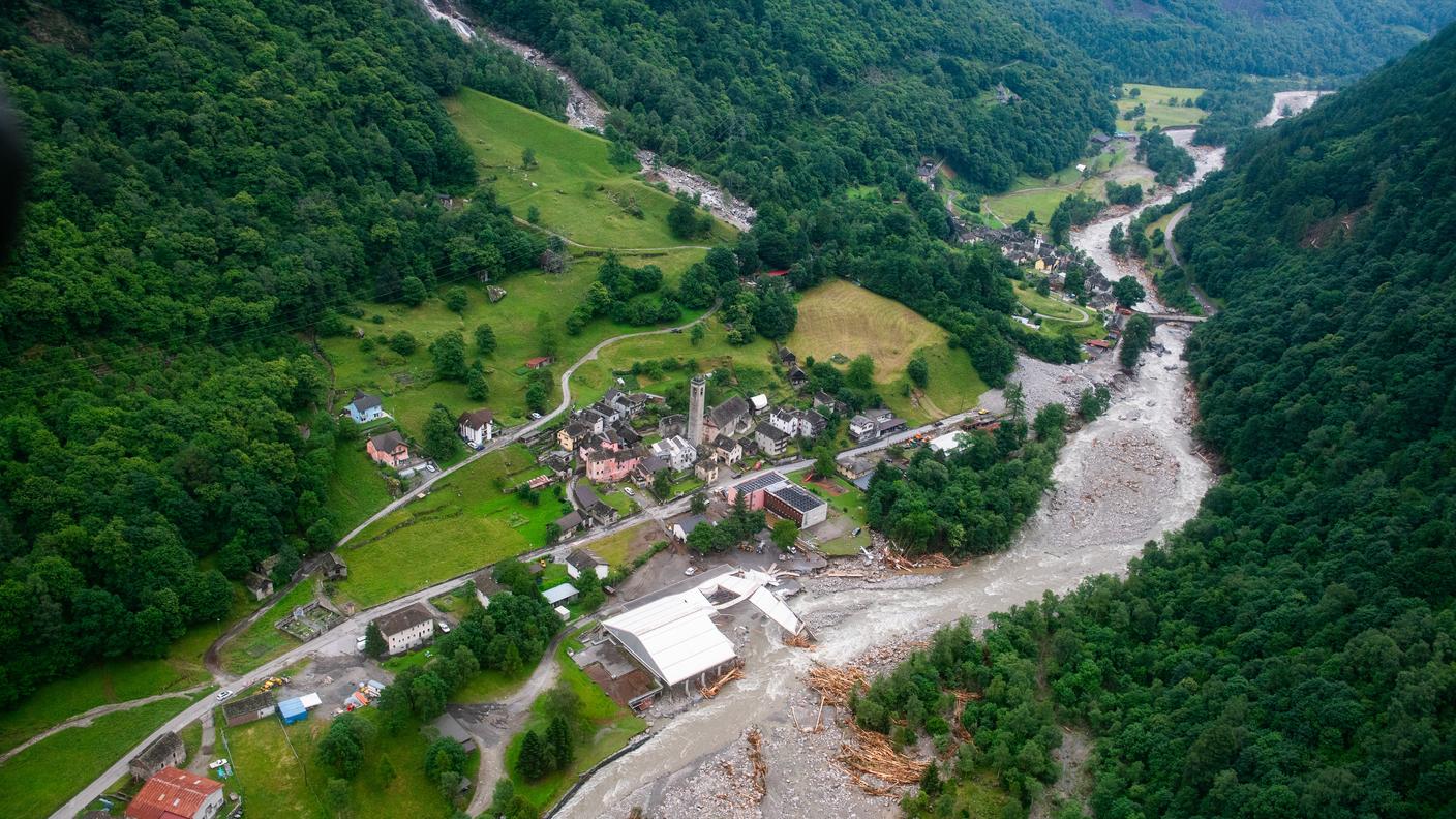 Prato Sornico, una delle località più colpite dalle alluvioni
