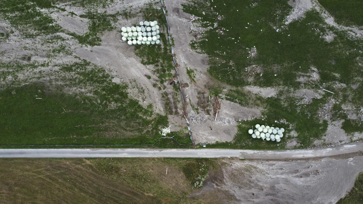 Terreni agricoli distrutti dalle frane nei pressi di Soazza