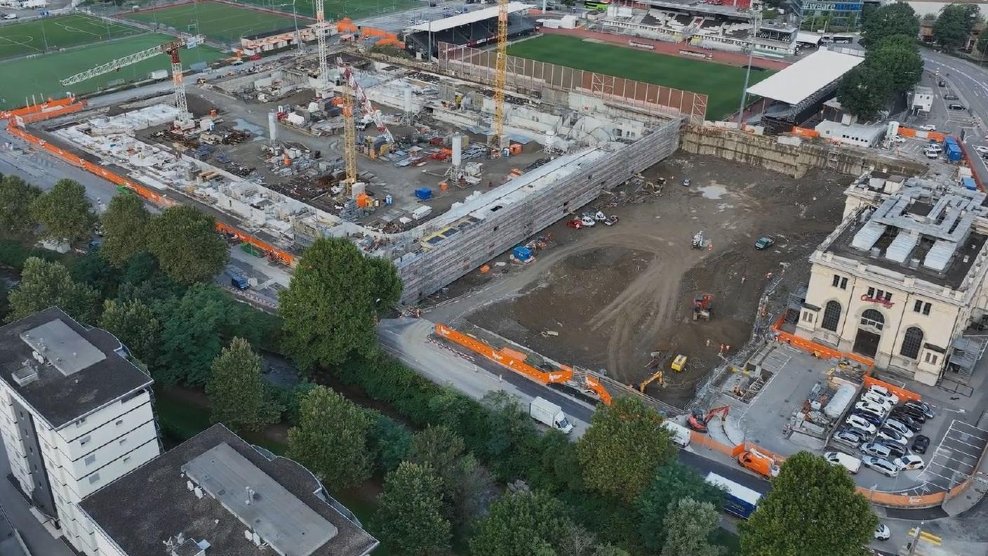 Il cantiere dell'Arena sportiva a Cornaredo sta avanzando spedito