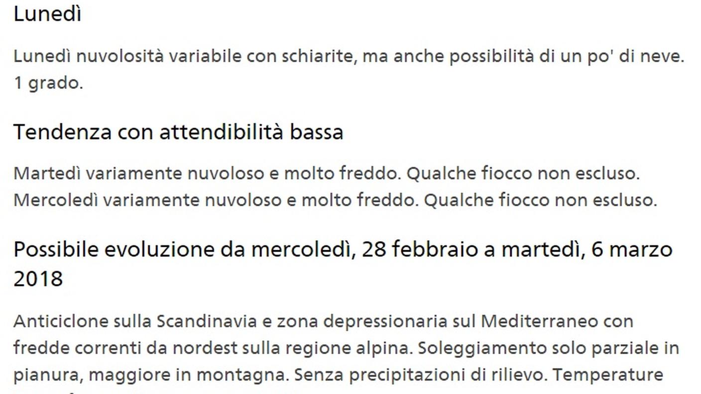 Le previsioni meteo dei prossimi giorni