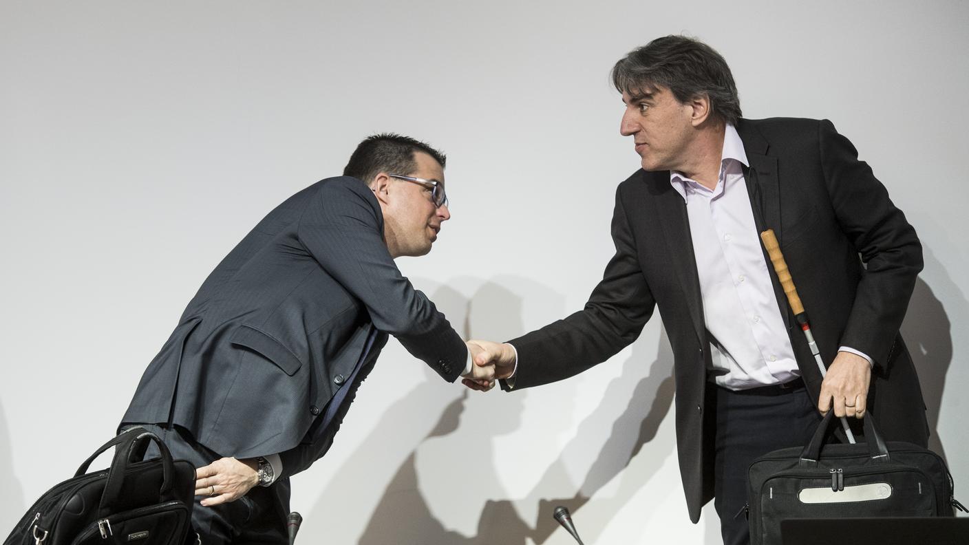 Marco Romano, residente della Deputazione ticinese alle Camere federali, e Manuele Bertoli. presidente Consiglio di Stato ticinese