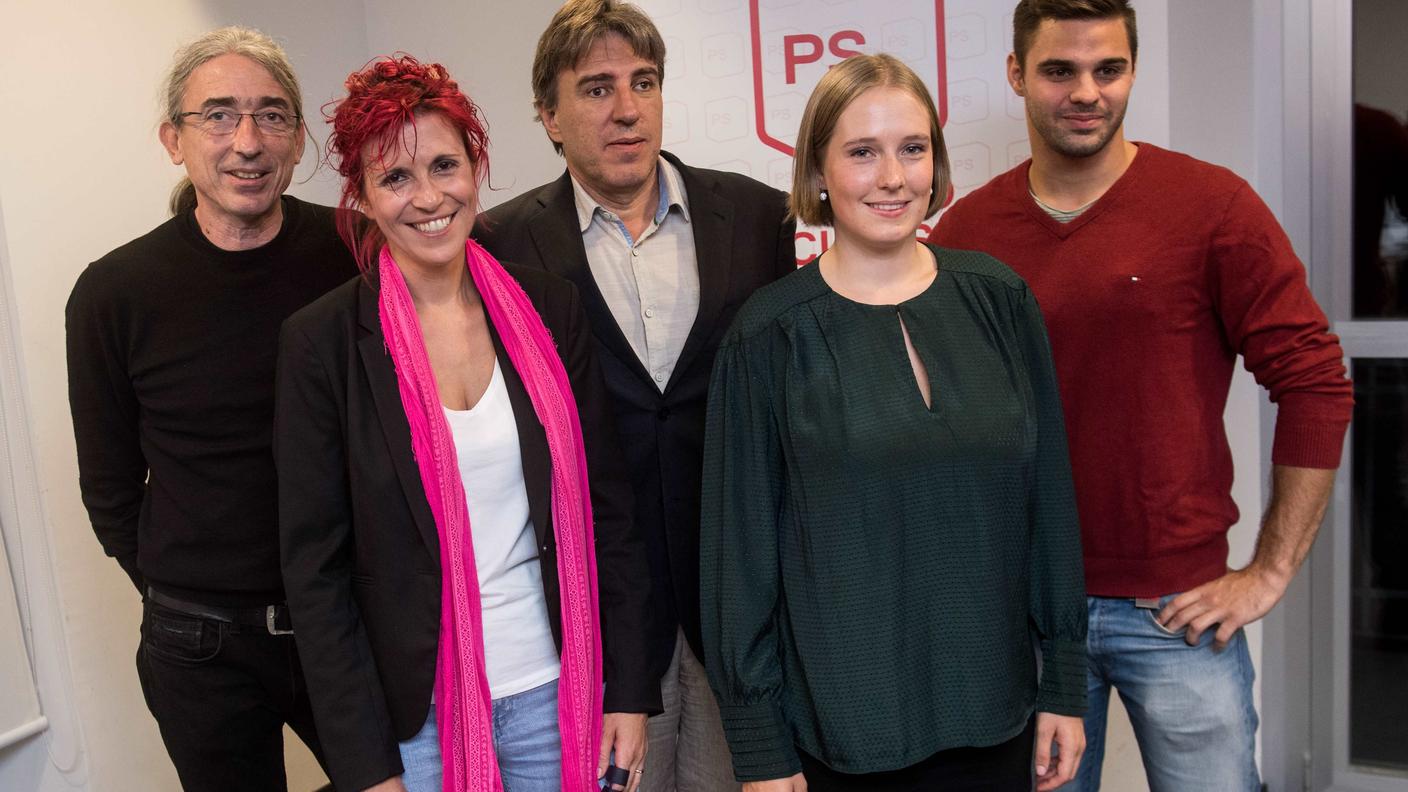 I cinque candidati del PS alle Cantonali 2019: Ivo Durisch, Amalia Mirante, Manuele Bertoli, Laura Riget e Fabrizio Sirica