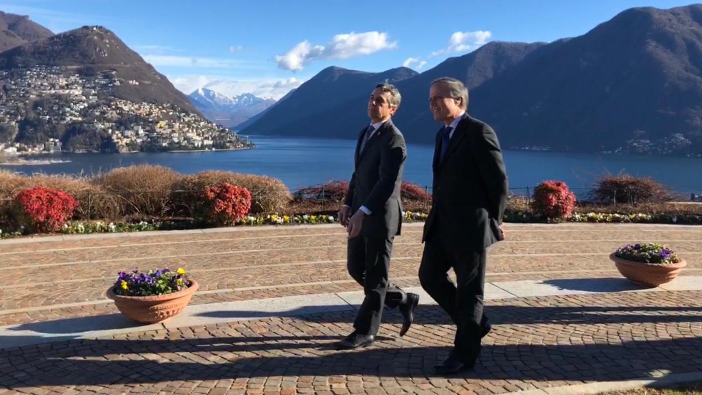 Ignazio Cassis con Enzo Moavero Milanesi a Lugano