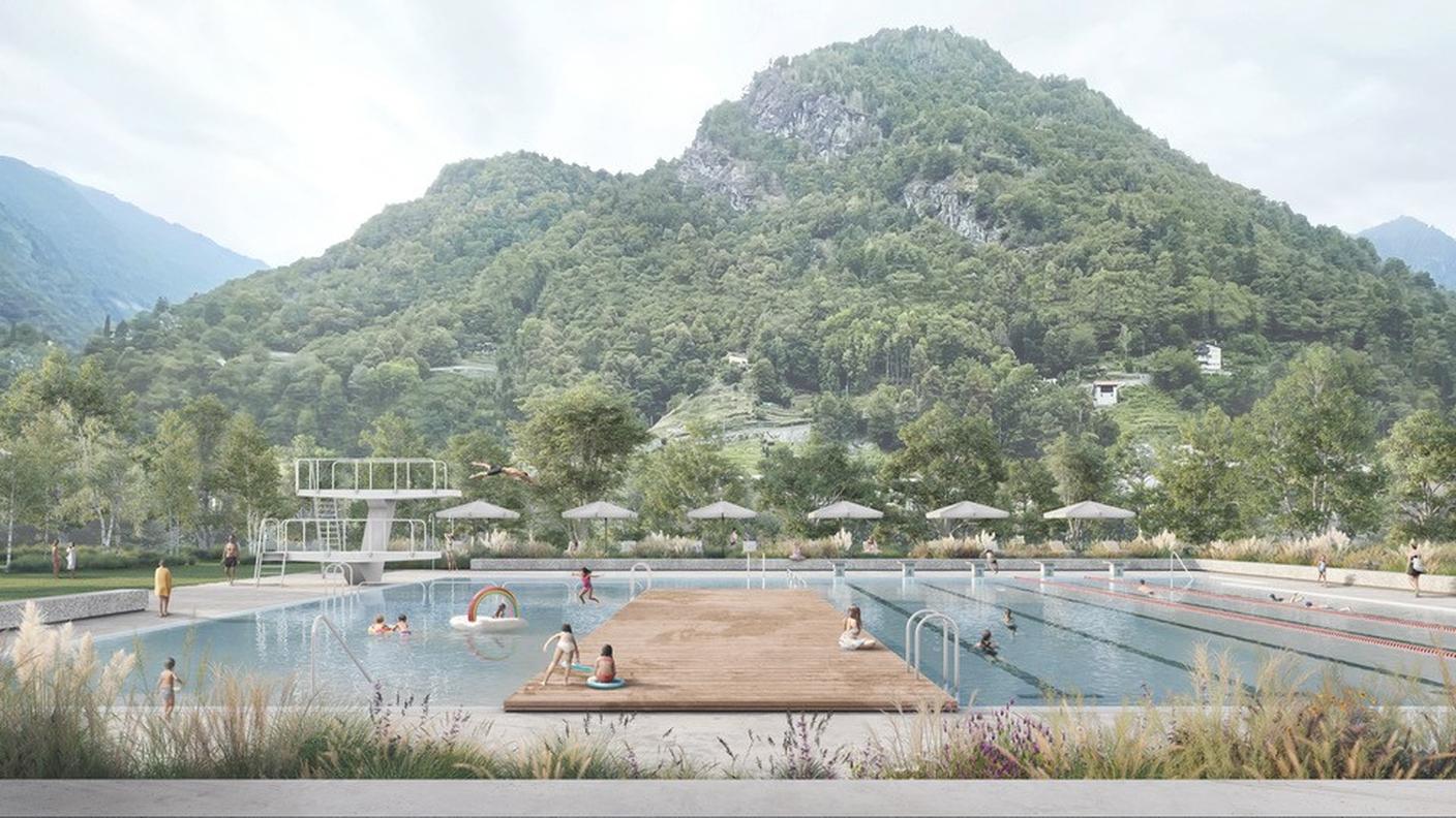 Ecco come potrebbe presentarsi ai nuotatori l'area delle piscine 